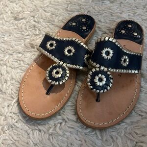 Navy blue and gold jack rogers sandals